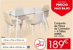 Conforama AMINA Conjunto de Mesa de Comedor + 4 Sillas oferta