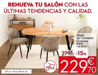 Conforama KITTY Mesa de Comedor Ovalada oferta