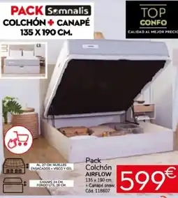 Conforama Pack colchón airflow + canapé snow oferta
