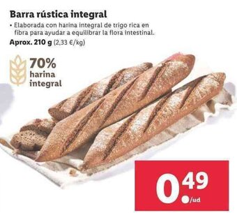 Lidl Barra rústica integral 210g oferta