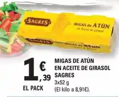 E.Leclerc Sagres - migas de atun en aceite de girasol oferta