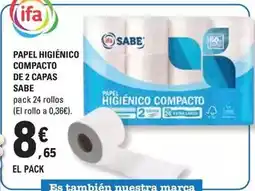 E.Leclerc Sabe - papel higienico compacto de 2 capas oferta