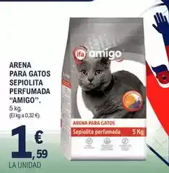 E.Leclerc Ifa amigo - arena para gatos sepiolita perfumada oferta