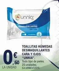E.Leclerc Ifa unnia - toallitas humedas desmaquillantes cara y ojos oferta
