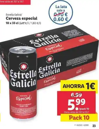 Lidl Estrella Galicia Cerveza especial 10 x 33 cl pack 10 oferta