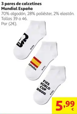 Alcampo 3 pares de calcetines Mundial España oferta