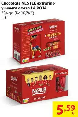 Alcampo Chocolate nestlé extrafino y nevera o taza la roja oferta