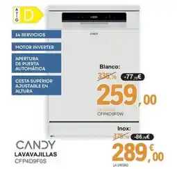 E.Leclerc CANDY Lavavajillas cfp4d9f0s oferta