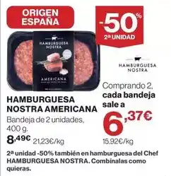 Hipercor Origen - hamburguesa nostra americana oferta