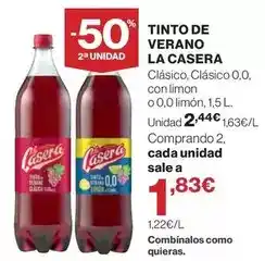Hipercor La casera - tinto de verano oferta