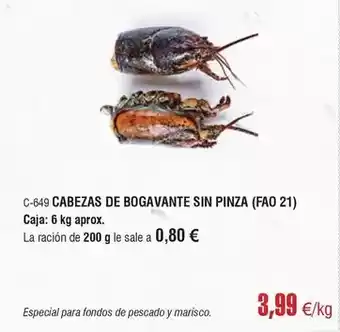 Abordo Cabezas de bogavante sin pinza oferta