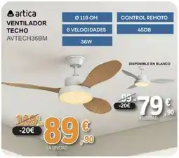E.Leclerc ARTICA Ventilador techo avtech36bm oferta