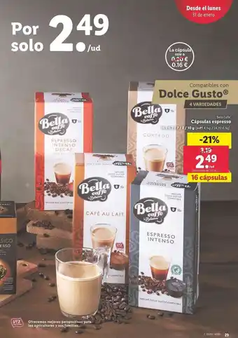 Lidl Bella Caffé Cápsulas espresso 16x6,3/ 7 /8 / 10g oferta