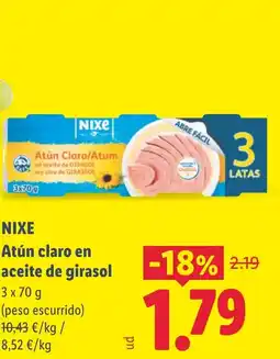 Lidl NIXE Atún claro en aceite de girasol oferta