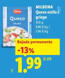 Lidl MILBONA Queso estilo griego oferta