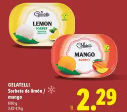 Lidl GELATELLI Sorbete de limón / mango oferta