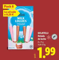 Lidl GELATELLI Helado de leche oferta