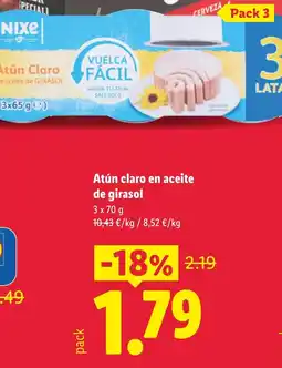 Lidl Atún claro en aceite de girasol oferta
