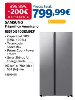 Costco Samsung - frigorifico americano rs57dga00em9ef oferta