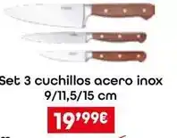 Eroski Set 3 cuchillos acero inox oferta