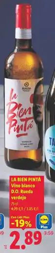 Lidl LA BIEN PINTÁ Vino blanco D.O. Rueda verdejo oferta