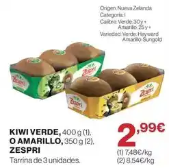 Hipercor Zespri - kiwi verde, 400 g (1). o amarillo oferta