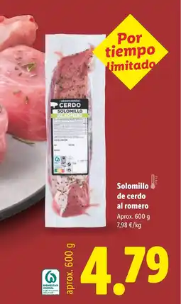 Lidl Solomillo de cerdo al romero oferta