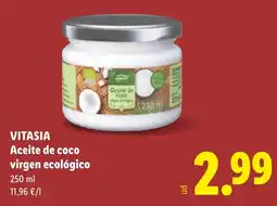 Lidl VITASIA Aceite de coco virgen ecológico oferta