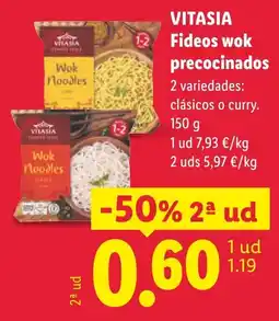 Lidl VITASIA Fideos wok precocinados oferta