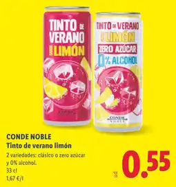 Lidl CONDE NOBLE Tinto de verano limón oferta