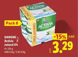 Lidl DANONE Activia natural 0% oferta