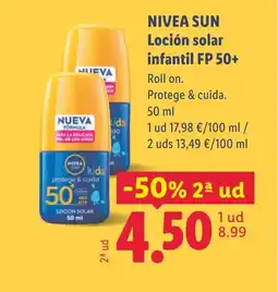 Lidl NIVEA SUN Loción solar infantil FP 50+ oferta