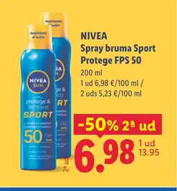 Lidl NIVEA Spray bruma Sport Protege FPS 50 oferta