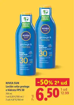 Lidl NIVEA SUN Loción solar protege e hidrata FPS 30 oferta