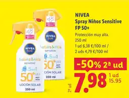 Lidl NIVEA Spray Niños Sensitive FP 50+ oferta