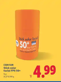 Lidl CIEN SUN Stick solar facial FPS 50+ oferta