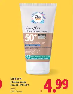 Lidl CIEN SUN Fluido solar facial FPS 50+ oferta