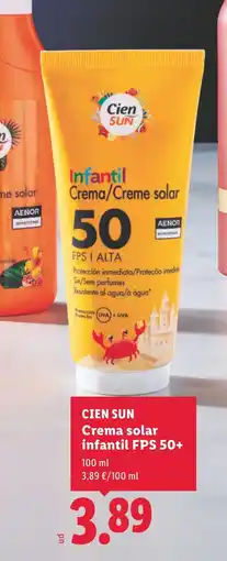 Lidl CIEN SUN Crema solar infantil FPS 50+ oferta