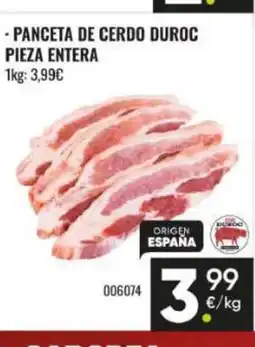 Family Cash Panceta de cerdo duroc pieza entera oferta