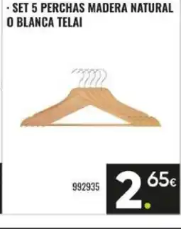 Family Cash Set 5 perchas madera natural o blanca telai oferta