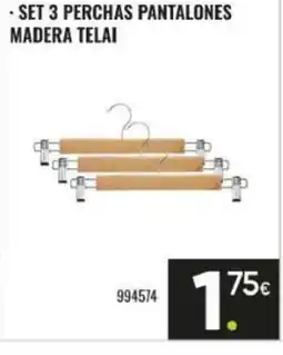 Family Cash Set 3 perchas pantalones madera telai oferta