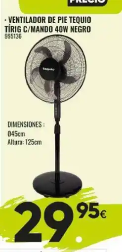 Family Cash Ventilador de pie tequio tírig c/mando 40w negro oferta