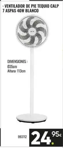 Family Cash Ventilador de pie tequio calp 7 aspas 40w blanco oferta