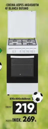Family Cash Cocina aspes akg4500tm 4f blanca butano oferta