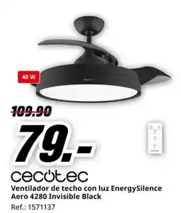 MediaMarkt CECOTEC Ventilador de techo con luz EnergySilence Aero 4280 Invisible Black oferta