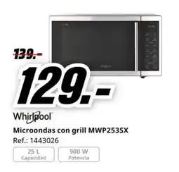 MediaMarkt WHIRLPOOL Microondas con grill MWP253SX oferta