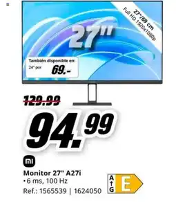 MediaMarkt Monitor 27" A27i oferta