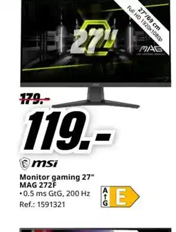 MediaMarkt MSI Monitor gaming 27" MAG 272F oferta