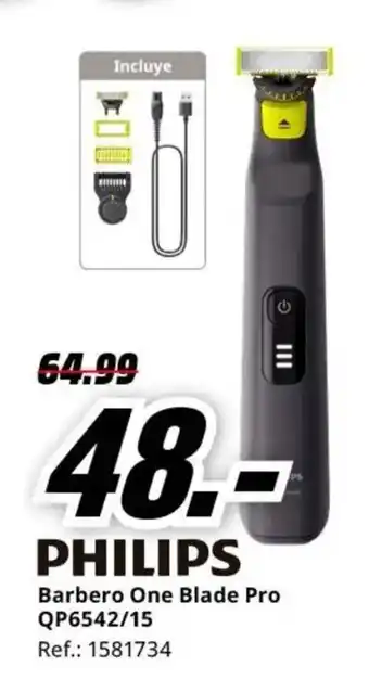 MediaMarkt PHILIPS Barbero One Blade Pro QP6542/15 oferta