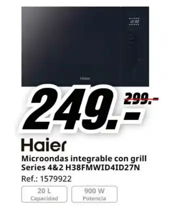 MediaMarkt HAIER Microondas integrable con grill Series 4&2 H38FMWID4ID27N oferta